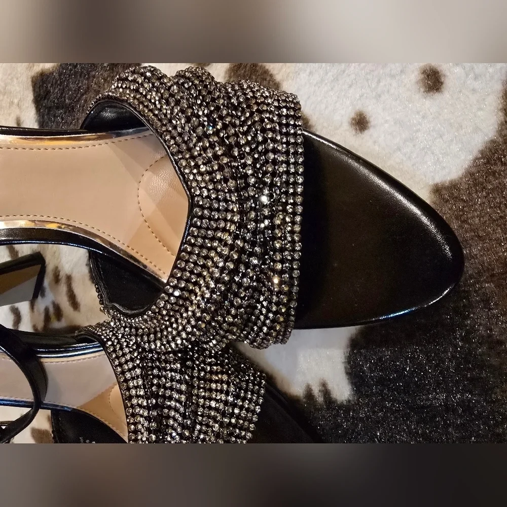 Jewel Badgley Mischka Black Rhinestone Stiletto Heels